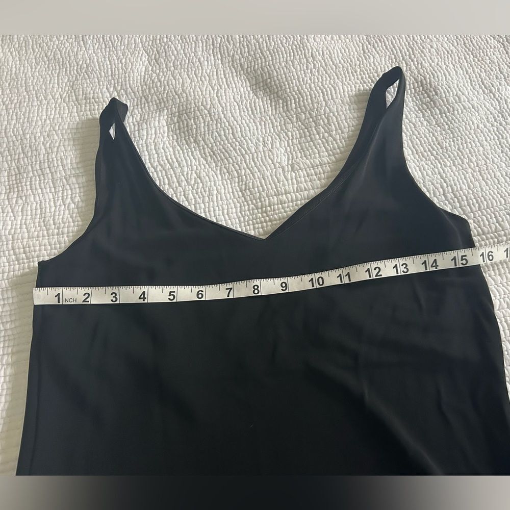 Ralph Lauren Minimalist Black V-Neck Sleeveless Slip Dress Midi 100% Rayon - Picture 8 of 9